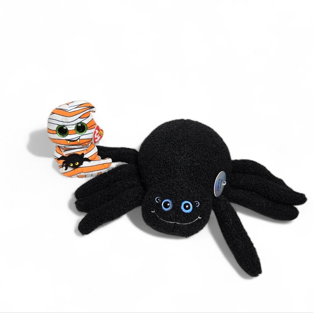 NEW Beanie Baby Boo ghost and Snuggle Buddy microwavable spider plush Halloween